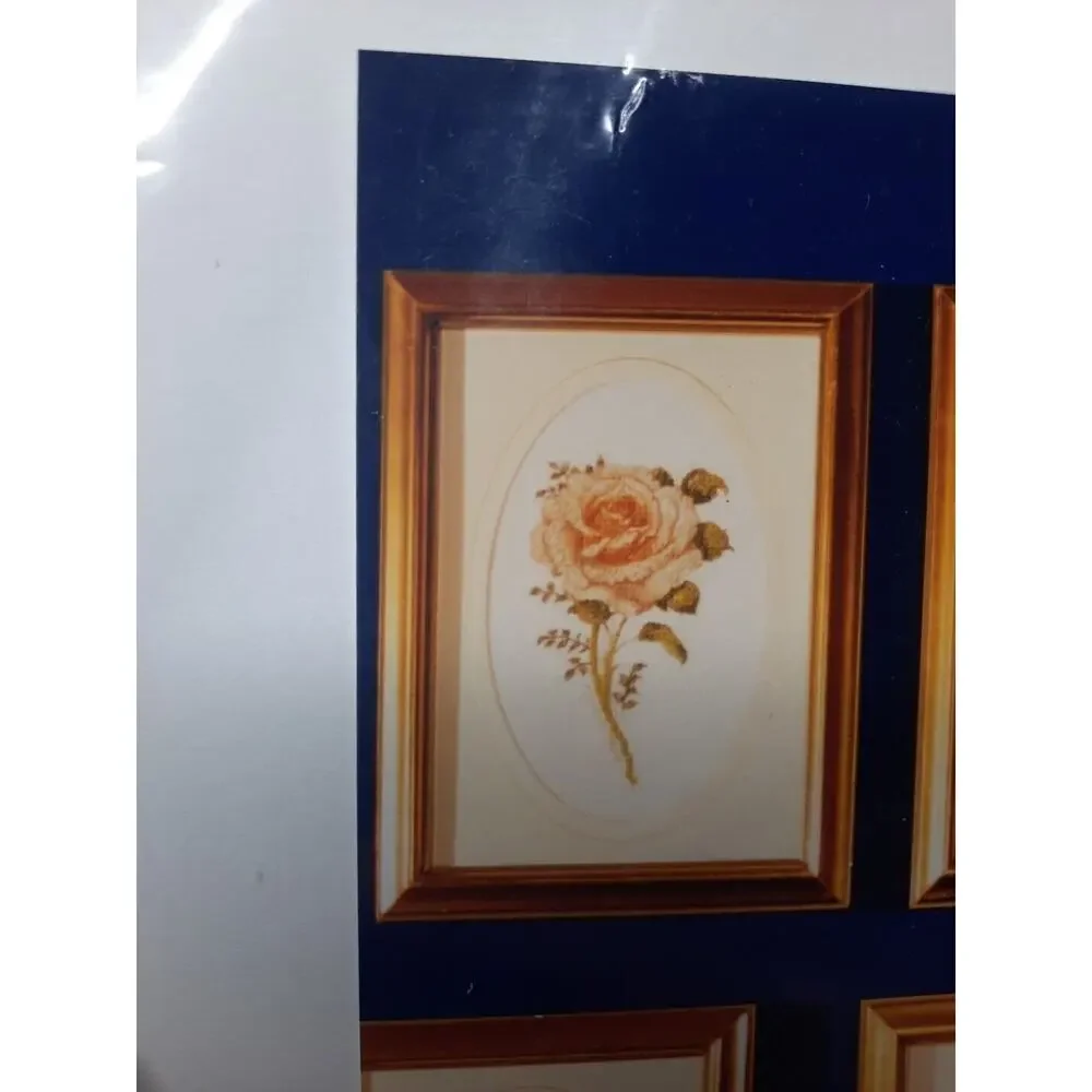 Vintage Candamar Designs Embellished Cross Stitch Kit Set of 4 Floral Cards